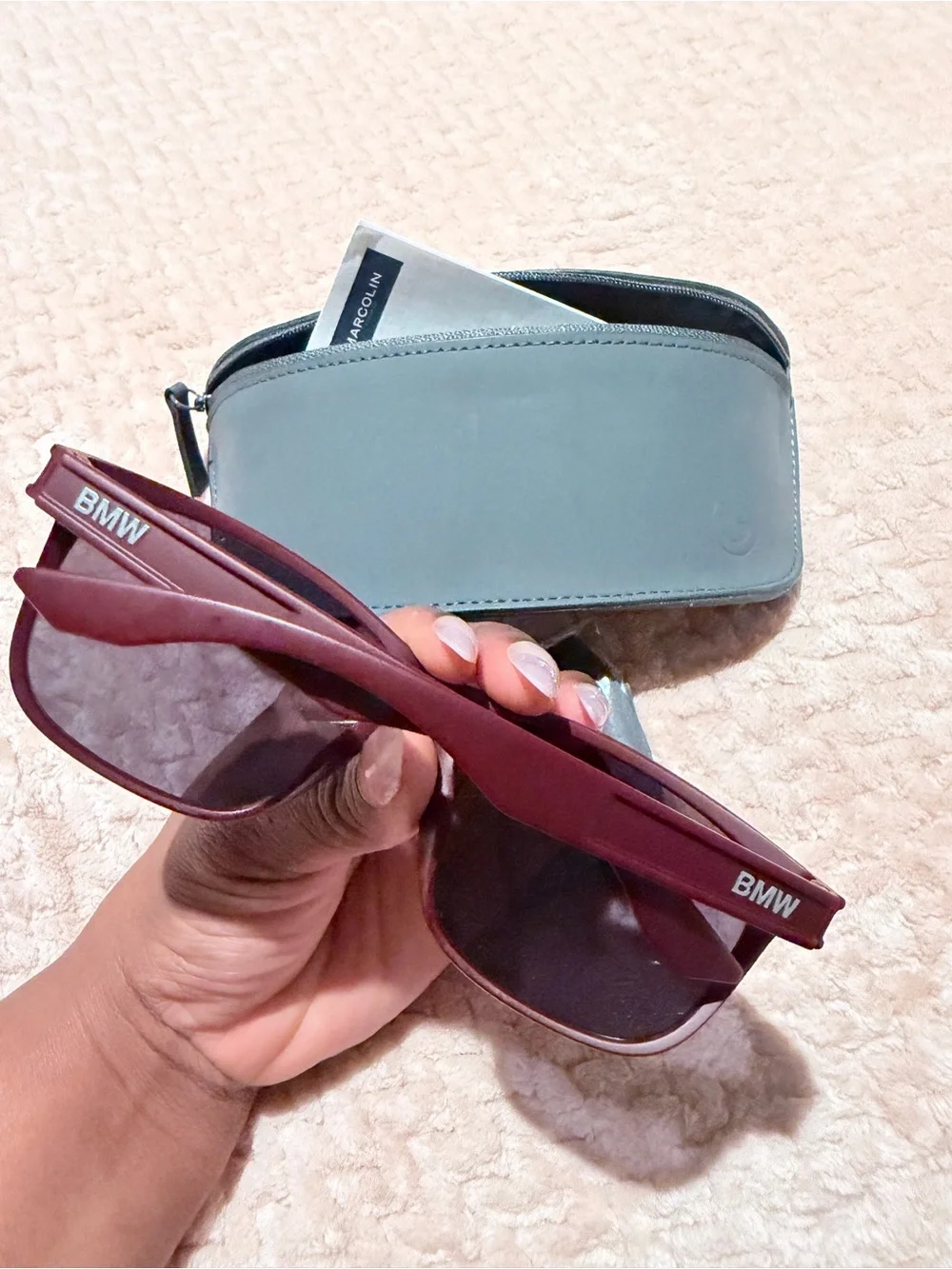 BMW Sunglasses Matte Bordeaux Burgundy Rectangular BW0003 - RARE Discontinued